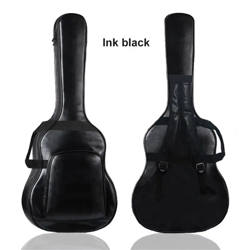 40 дюймов 41 дюймов сумка для гитары Толстая сумка на плечо для начинающих Классическая акустическая гитара рюкзак из искусственной кожи чехол для пианино - Цвет: Черный