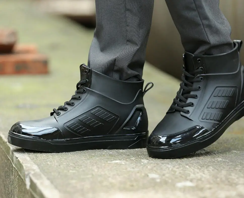 preço Ensolarado Everest homens sapatos lace up botas rainboots sapatos de água sapatos de Chuva botas de salto plana masculinos não slip cozinheiros trabalho sapato jardim 44