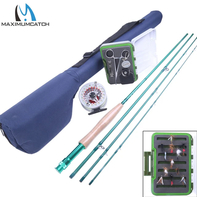 Best price at $103 Cheap Maximumcatch 9FT 5WT Fly Rod &Fly Reel Combo Fly Fishing Rod Line Backing Flies Box Loop Tapered Leader Fishing Outfit