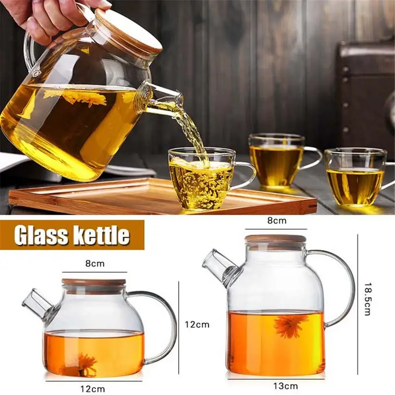 

1000/1800ML Large Capacity Transparent Heat Resistant High Borosilicate Glass Tea Pot with Filter Kung Fu Tea Set Teapot Kettle4