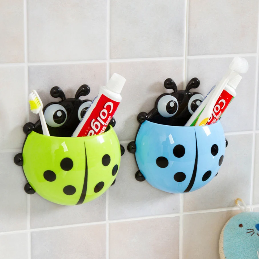

1PC Ladybug Toy Toothbrush Holder Toothpaste Holder Bath Toy Sets Tooth Brush Container Ladybird Toys For Children Kids Gifts
