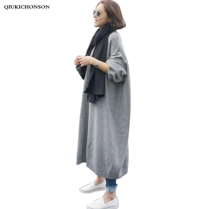 

Autumn Winter Sweater Dress Women Korean Chic Lazy Wind Plus Size Casual Loose Dress Knitted Long Dress Long Sleeve robe longue