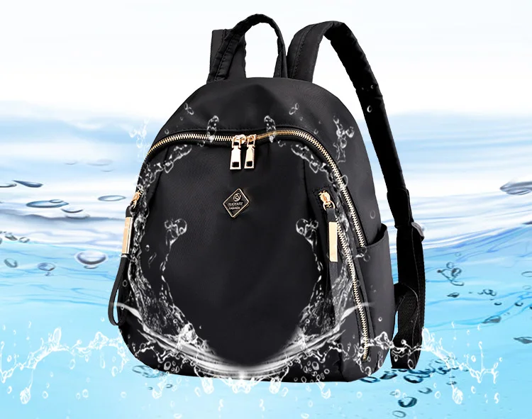 Women Floral Nylon Backpack Female Fashion Printing Casual Rucksack Famous Lady Girls Large Black Purple Blue Soft Shoulder Bag (7)