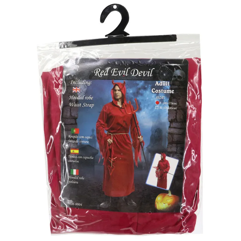 Взрослый человек красный костюмы дьявола на Рождество карнавал Хэллоуин Cos маскарадный костюм одежда злой косплей одежда