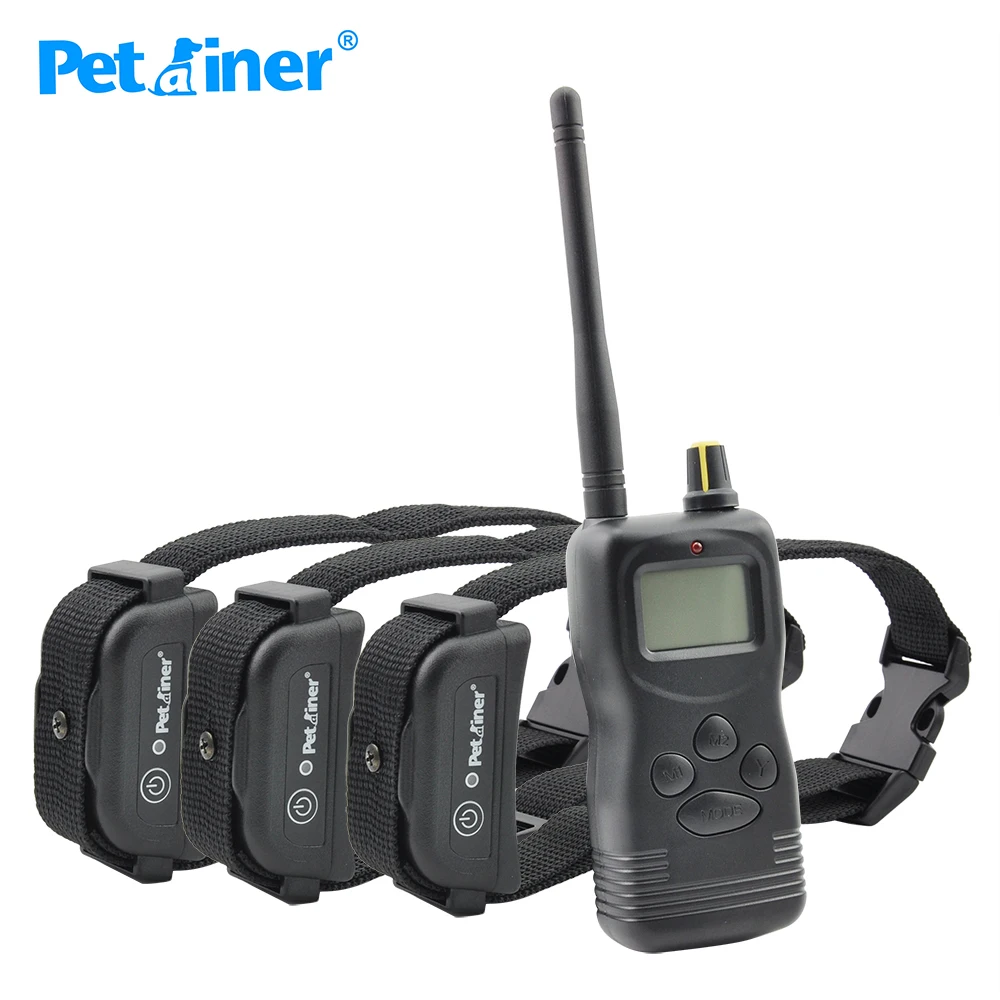 

Petrainer 900B-3 Waterproof and rechargeable 1000m remote dog training collar shock for 3 dogs Newest design For 3 dogs