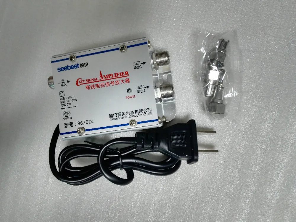 

1 in 2 out CATV Cable TV Video Signal Amplifier AMP Booster Splitter Broadcast Equipments Accessories