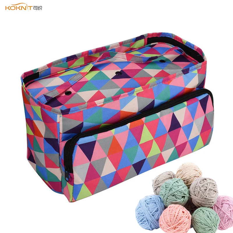 

KOKNIT Woolen Yarn Storage Bag Home Crochet Hooks Thread Yarn Storage Case DIY Sewing Kit Bag Travel Organizer Bag For Mom Gift
