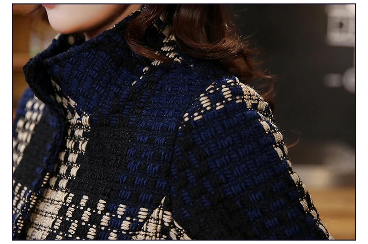 HanOrange 3 cuartos de la manga de la armadura del bolsillo temperamento elegante Contexture 2018 invierno de lana X-Plus tamaño - 4
