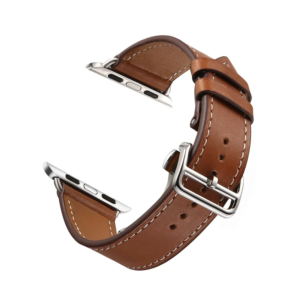 Кожаный ремешок с пряжкой для apple watch iwatch серия 3/2/1|leather band|single tourdeployment buckle |