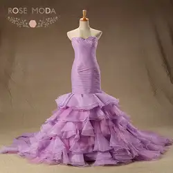 Роза Moda фиолетовый свадебное платье из органзы Свадебные платья Русалочки плюс Размеры реальные фотографии