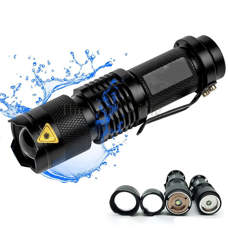 

6000 LM Led Flashlight Ultra Bright torch T6/L2/Q5 Flash light 3 switch Modes Zoomable Bike Light By 14500 Battery for Camping