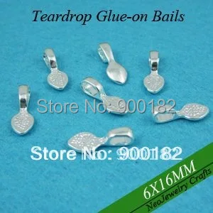 Серебряный Малый Teardrop Клей на Bails Серебряные Шары кулон Поручительств Отлично