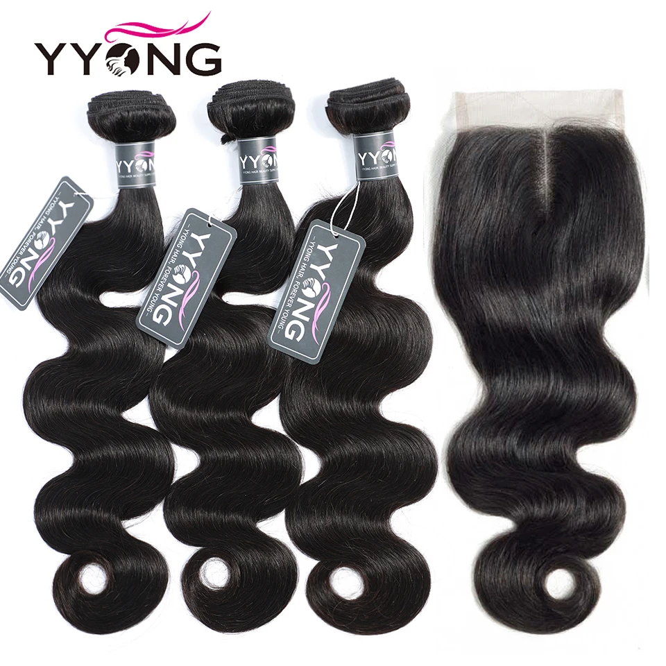 

Yyong Hair Body Wave Bundles With Closure Malaysian Hair Weave Bundles With Closure Remy Human Hair Bundles With Closure 4*4