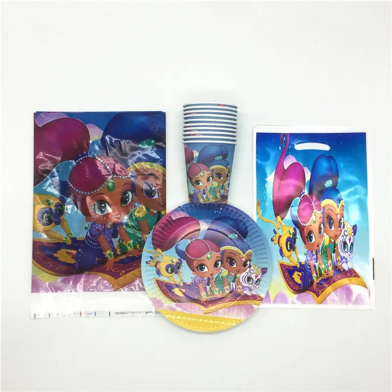 

31Pcs/Lot Shimmer Shine Disposable Tablecloth Baby Shower Kid Birthday Party Family Party Cup Plate Gift Bag Decoration Supply