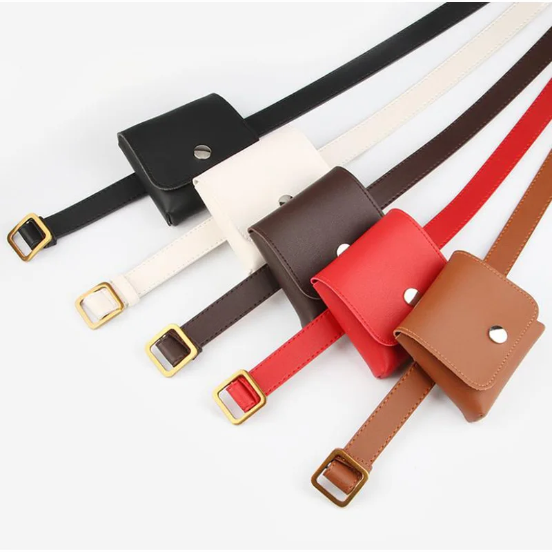 

Waist Bag Women PU Leather Femal Retro Waistband Pack Women's Waist key Mobile Phone Dual-Use Ladies Decorative Belt Fanny Pack