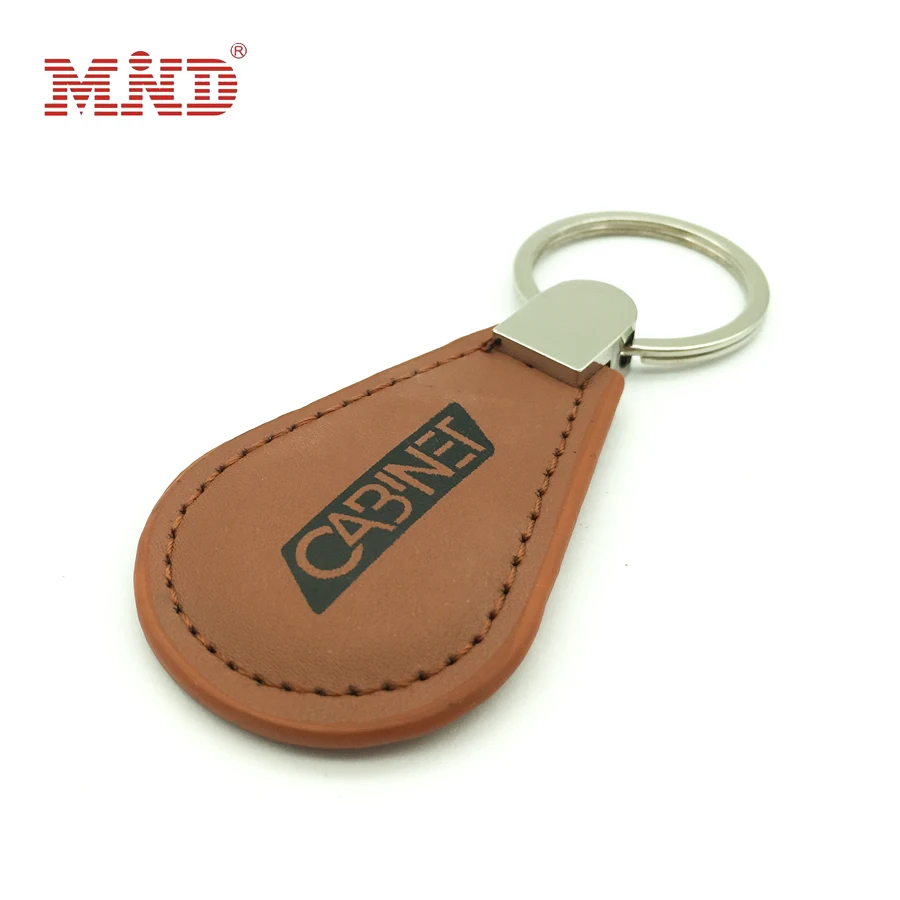 

300pcs waterproof leather rfid key tag rewritable 13.56mhz RFID leather keychain key fob keyring key tag with MFS50 chip