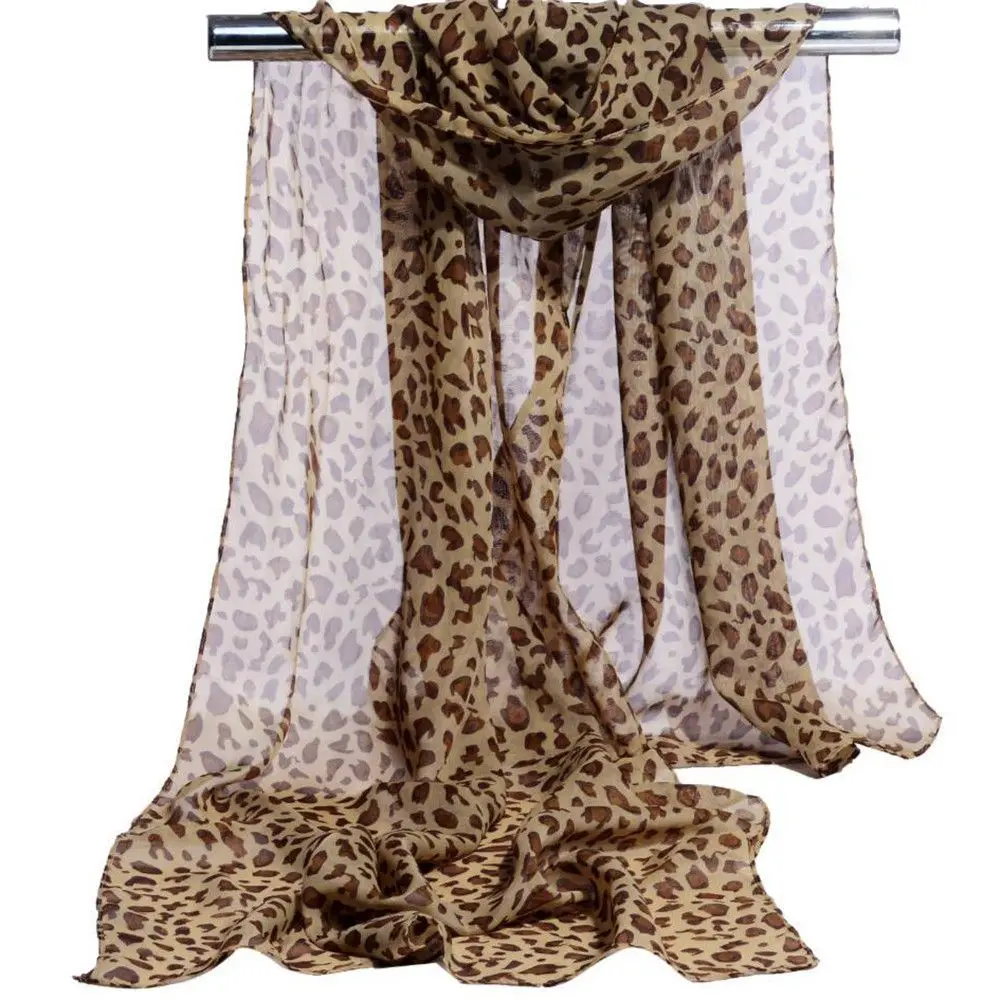 Модный женский леопардовый шарф с принтом для женщин, летние длинные шарфы, шали из шифона, мягкая женская накидка, пляжный солнцезащитный дешевый шарф