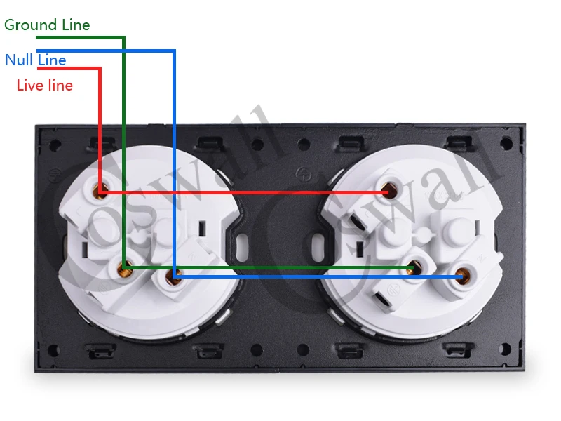Coswall роскошная черная алюминиевая панель 16А двойная Европейская стандартная настенная розетка с 2 выходами с заземленным замком для защиты от детей