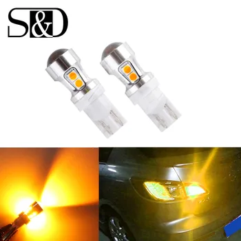 

2Pcs T10 W5W Led Yellow Canbus OBC Error Free Bulbs Interior Emitter 194 Car lamps External 10-SMD 3030 12V Amber Auto Lights