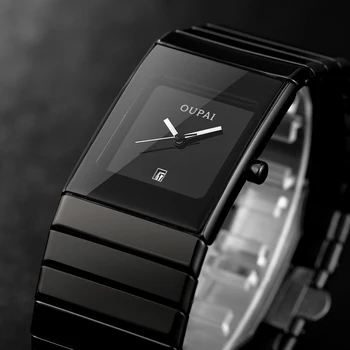 OUPAI Square Men Watch Business Waterproof Quartz Black Ceramics Wrist Watch Male Relogio Masculino hodinky erkek kol saati relogio watch men civo simple ultra slim men watch waterproof stainless steel analogue quartz watches mens clock erkek kol saati