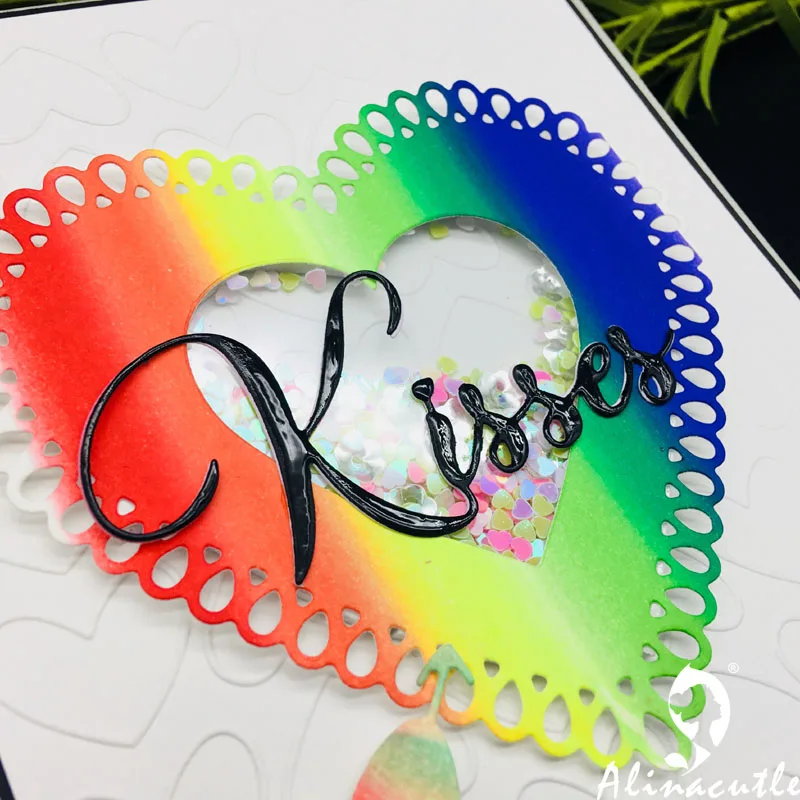 Alinacutle Metal Cutting Dies Cut Kiss Words Letters Scrapbooking Paper Craft Album Card Punch Knife Art Cutter Die