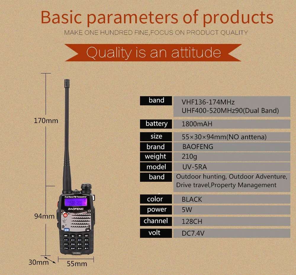 Baofeng UV-5RA VUHF 136-174400-520MHz Dual-Band Two-way Radio Walkie Talkie for UV 5RA cb portable radio (9)