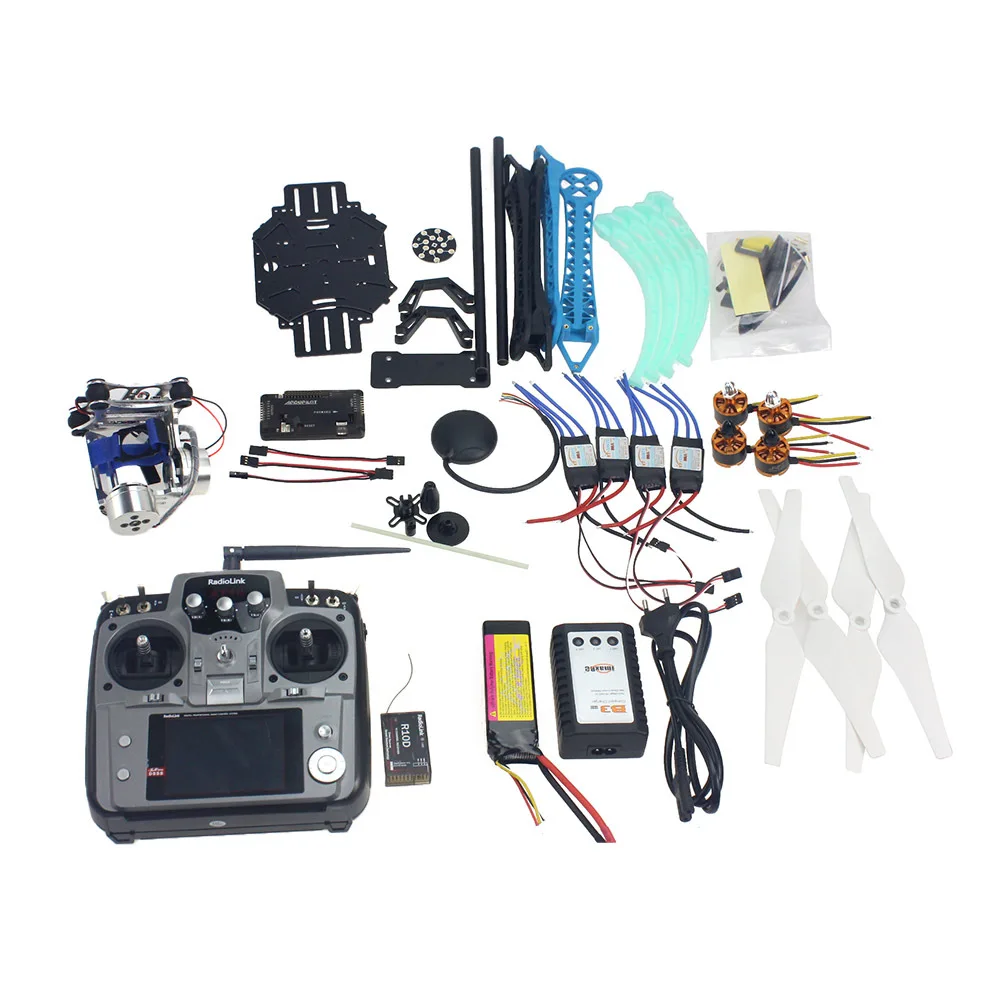  Full Kit RC Drone Quadrocopter Aircraft Kit 500mm Multi-Rotor Air Frame 6 mt GPS APM2.8 Flight Cont