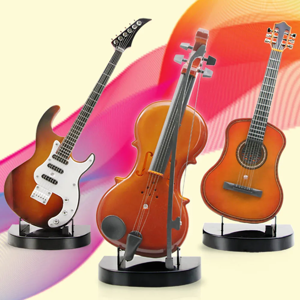 Miniatur Gitarre Mit Ständer - Handgefertigtes Sammlerstück Ca. 20-25cm