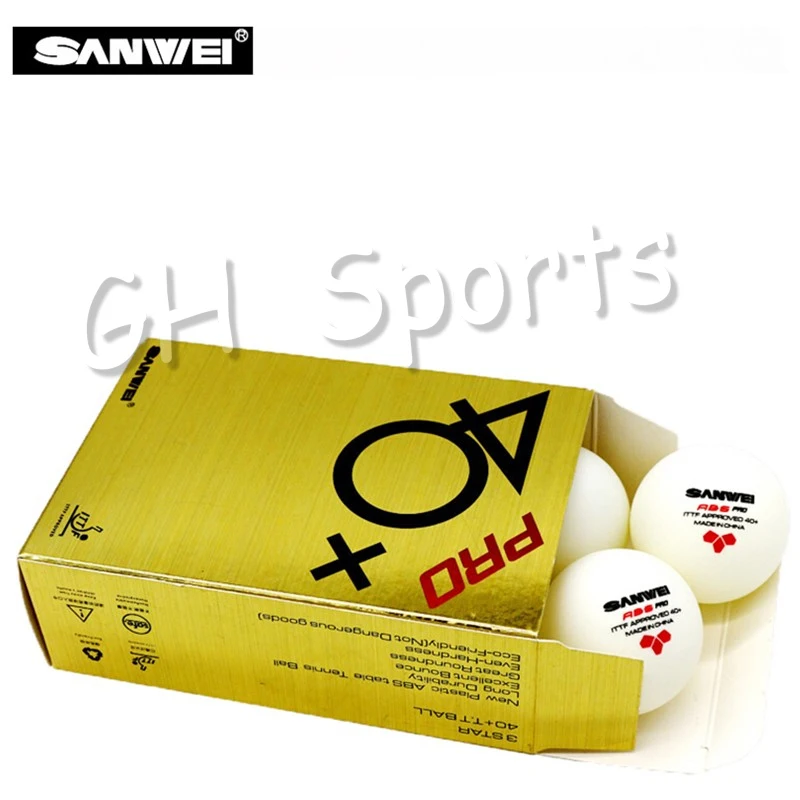 

SANWEI 3-Star ABS 40+ PRO Table Tennis Ball ITTF Approved New Material Plastic Poly Ping Pong Balls