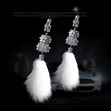 cool car rearview mirror hanging perfume accessories luxury fur interior Crystal bling ornament decoration
