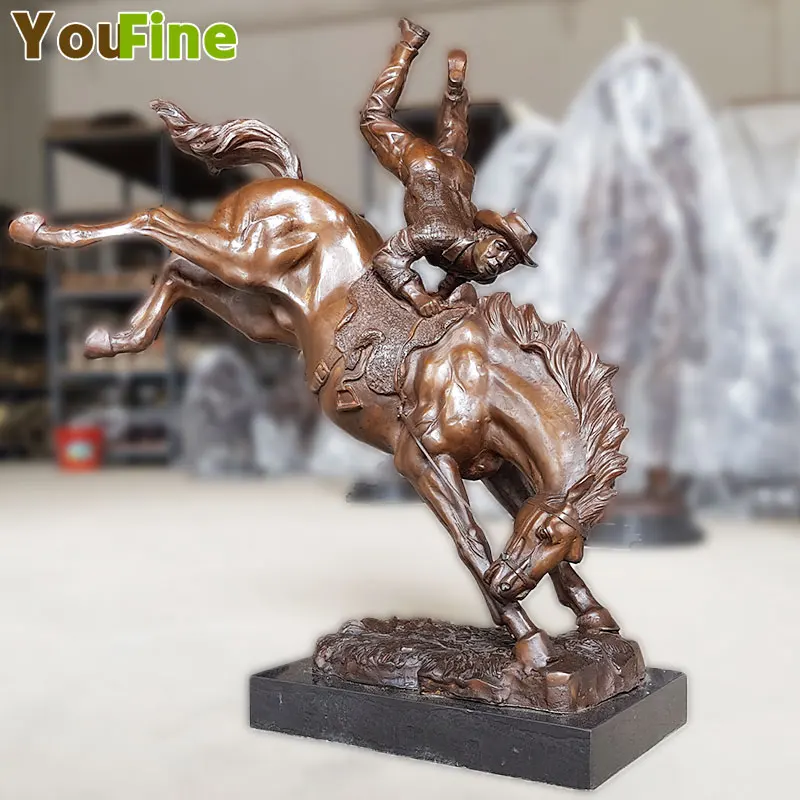 

Handmade Artwork Man and Horse Bronze Statues Male Horse Trainer Sculpture Figurines Horse Training Decor
