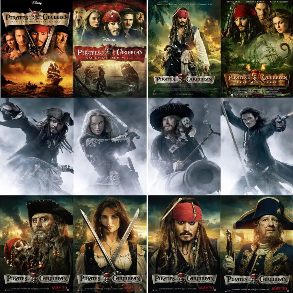 

Pirates of Caribbean Posters Glossy Paper Prints Home Decoration for Livingroom Bedroom Vivid Color free shipping