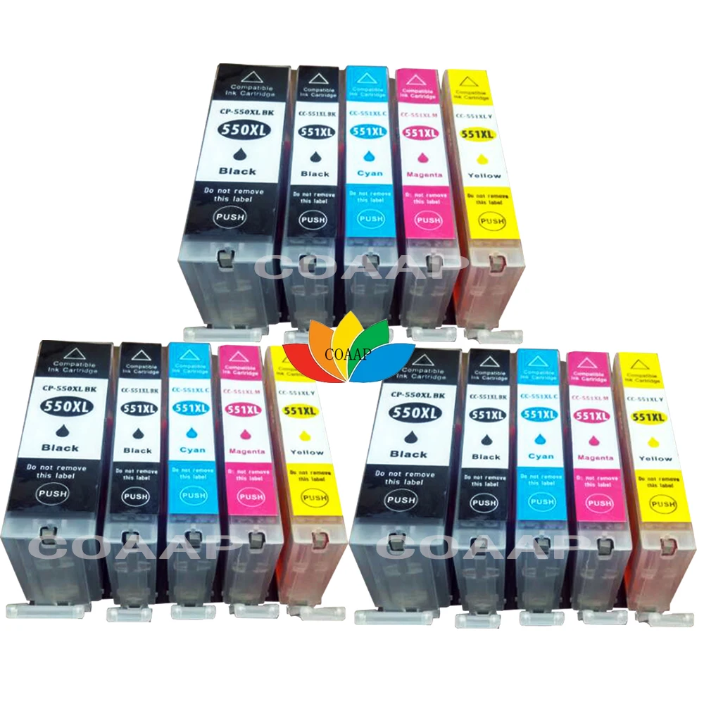 

15 Compatible ink for Canon 550 551 Pixma MG5450 MG5550 MG5650 MG5655 MG6350 MG6450 MG6650 MX725 MX925 PGI550 CLI551