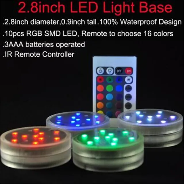 3aaa Battery Operated Remote Controlled 10 Multicolors Rgb Led Vase 3aaa Battery Operated Remote Controlled 10 Multicolors Rgb Led Vase Light 7cm Submersible Waterproof Mini