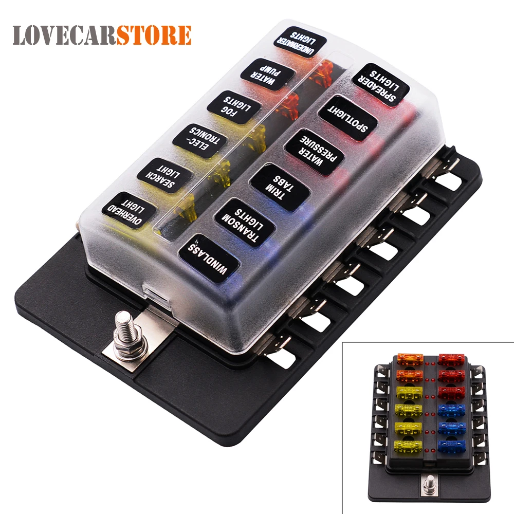 Max 32V пластиковая крышка 12 Way Blade предохранитель коробка держатель M5 шпилька с