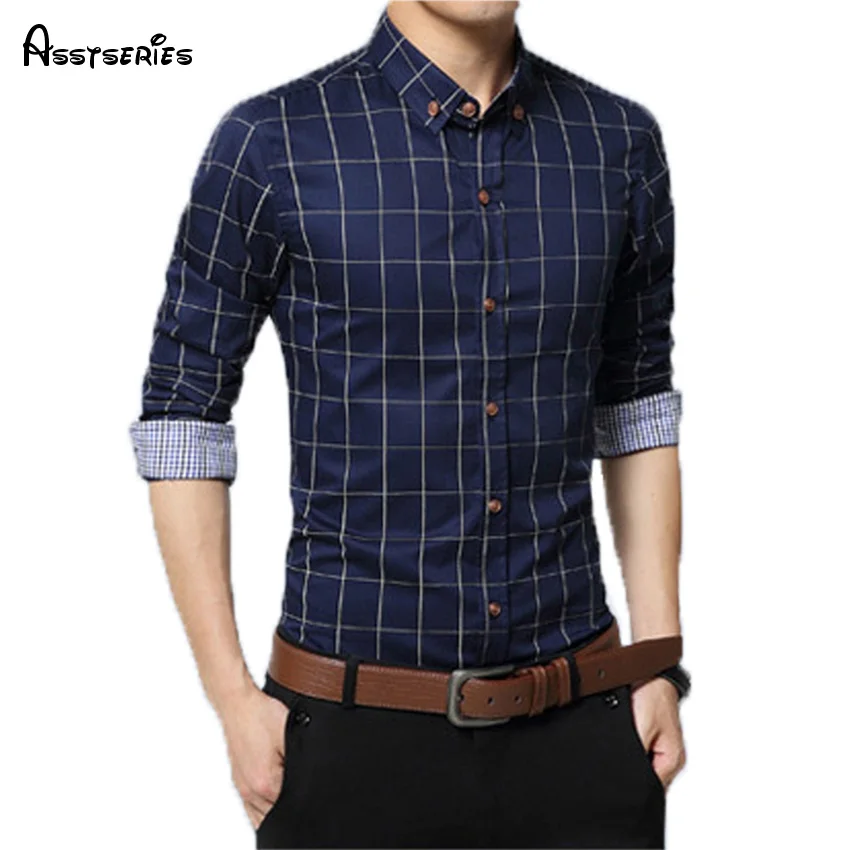 New Fashion Men Casual Shirt Long Sleeve Slim Fit Shirt Business Men