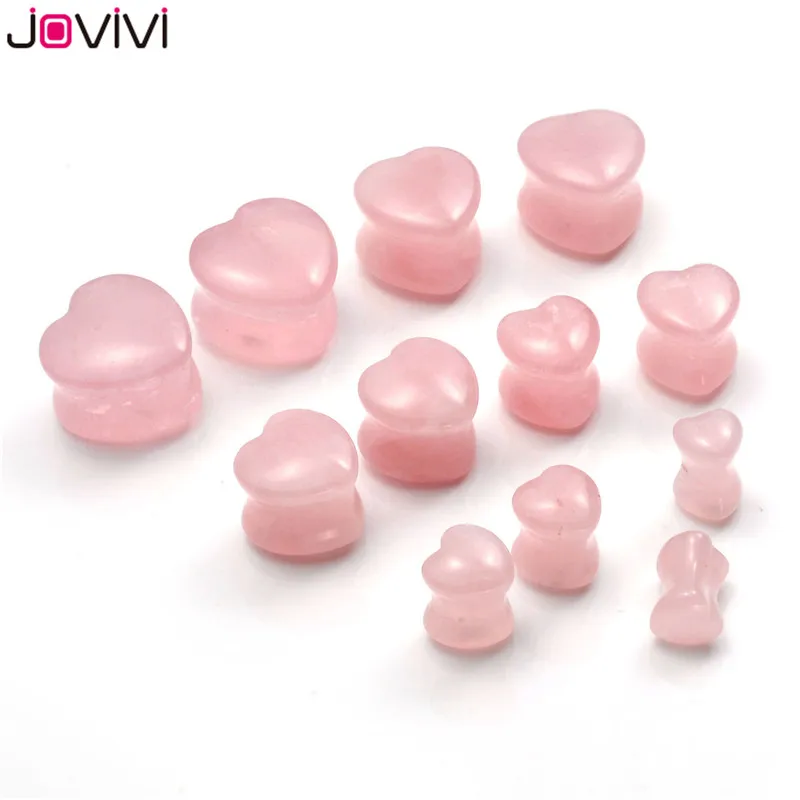 JOVIVI New 2G 5/8" Heart Shaped Natural Stone Double Flared Saddle Plug
