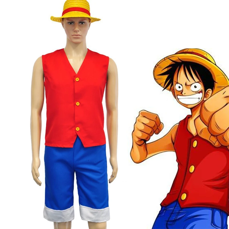 Anime One Piece Monkey D.Luffy Cosplay Costume Monkey D.Luffy Hat With Shoes Cosplay Full Set