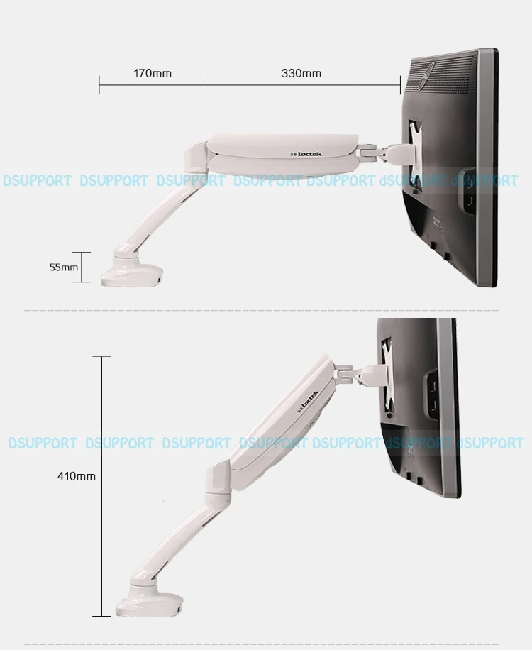 D5 белый цвет настольная газовая пружина 1"-27" ЖК-светодиодный монитор держатель компьютерный кронштейн с 2 usb-портами загрузка 2-9kgs