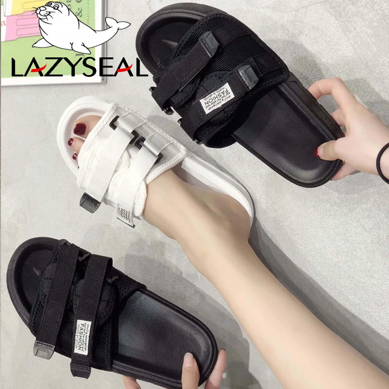 

LazySeal Shoes Woman Slides Chanclas Mujer Women Shoes Zapatos De Mujer Claquette Slippers Hook&Loop Muffin Bottom Buty Damskie