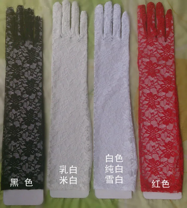 

Fashion Summer Long Lace Bridal Glove Floral Opera Length Finger Wedding Glove Sun Protection Party Gloves Wedding Gloves LT075