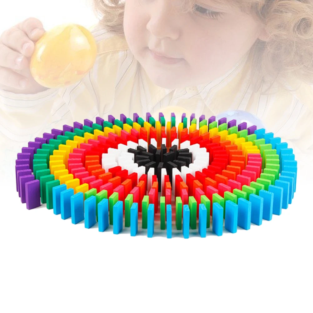 200 шт домино кирпичи деревянные радужные цветные Ранние развивающие строительные блоки Дети Играя игрушка для малышей детей