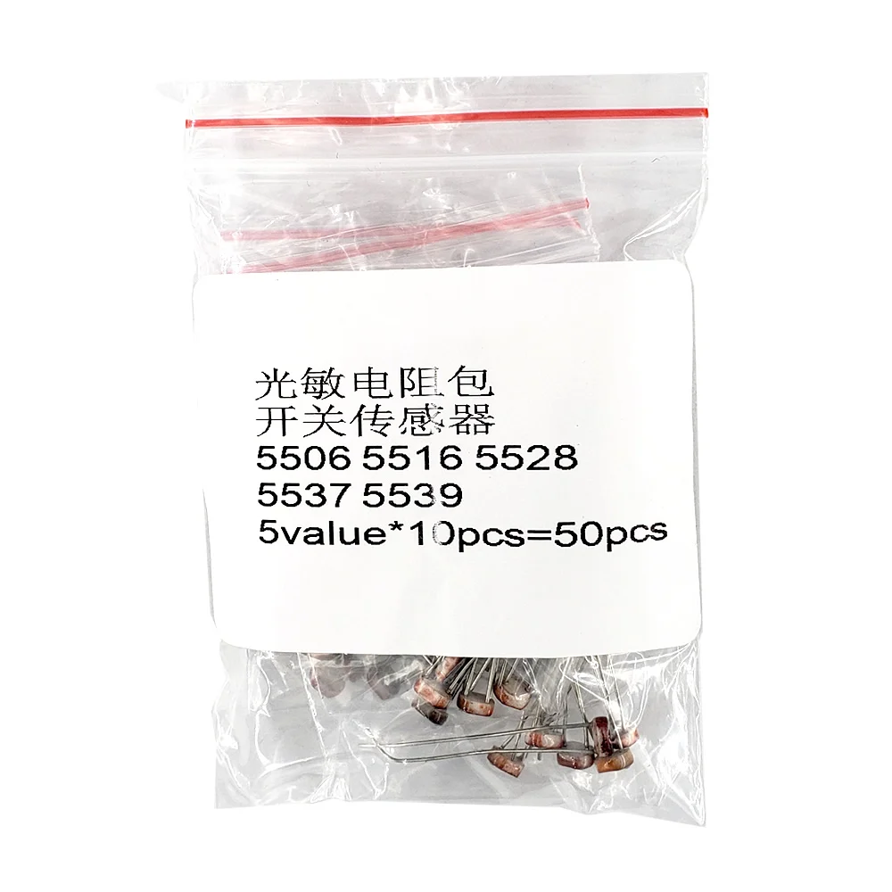 50PCS/LOT (5 values * 10pcs) LDR Photo Light Sensitive Resistor Photoelectric Photoresistor Kit for 5506 5516 5528 5537 5539