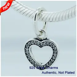 Подходит для Pandora Браслеты символ любви талисманы с Ясно фианит 925 пробы 100% серебро бусины Бесплатная доставка