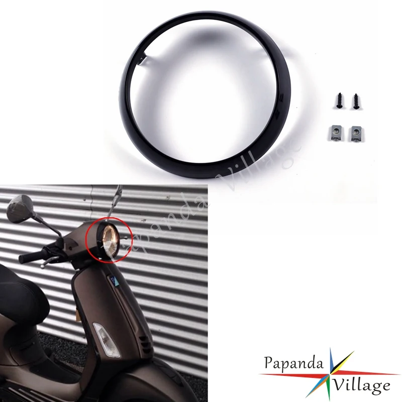 Черный обода для передних фар мотоцикла круглый ободок Vespa Primavera 125 куб. См 150cc 2takt 4T