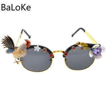 

Baroque Retro Handmade High Quality Vintage Sunglasses Fashion Women Cat Eye Golden Chicken Sun glasses for Party Gift