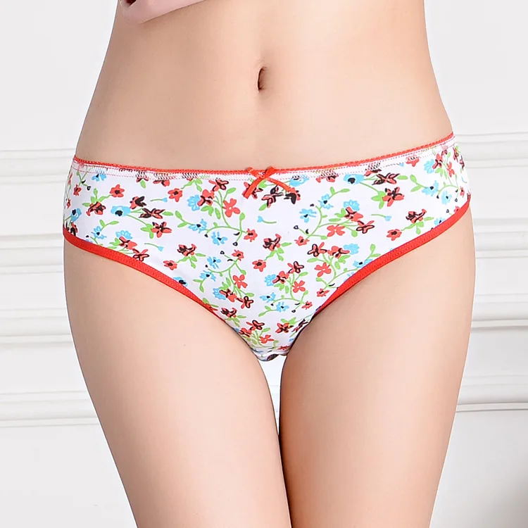 6pcs/pack fashion Woman Underwear Cotton Sexy Panties Briefs Printed Cute Ladies Knickers Soft