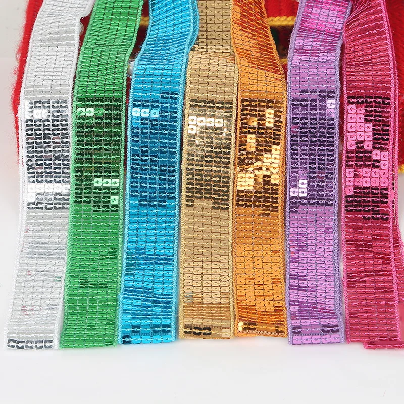 

5Yards/lot 25MM Multicolor Shiny Sequin Beading Trim Lace Spangle Ribbons DIY Handcraft Sewing Headdress Wedding Decoration