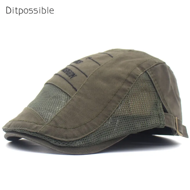 

Ditpossible new fashion patch mesh beret men caps gorras letters hat summer cap berets for men