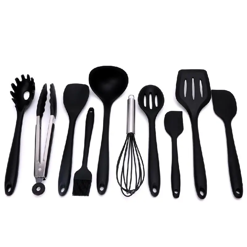 10 шт./компл. антипригарная силиконовая кухонная утварь|cooking set|kitchen cooking setsilicone utensil